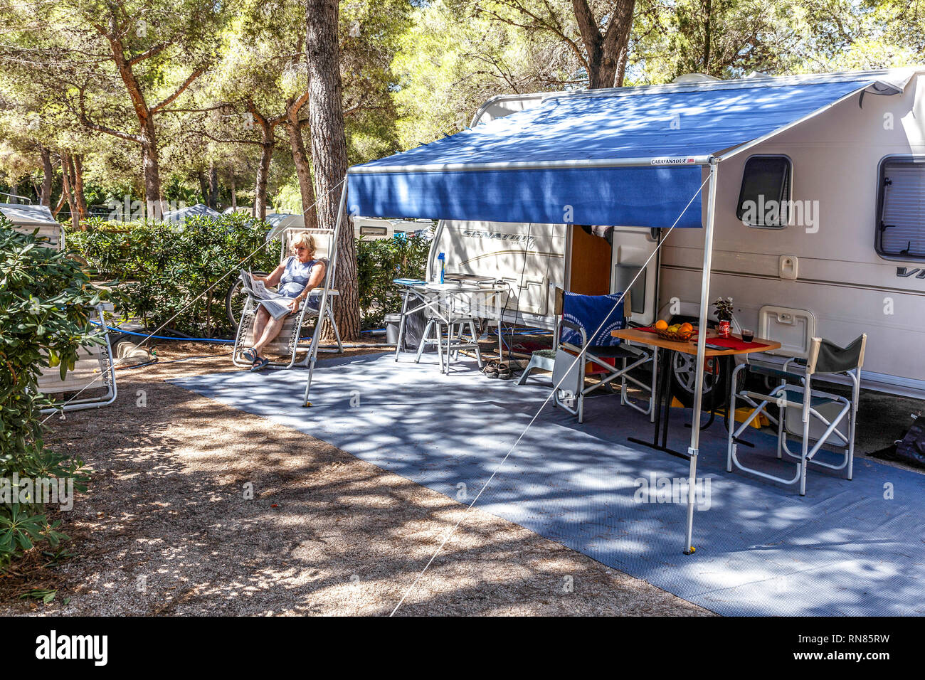 Camping, Playa Bera, Tarragona, Spain Stock Photo Alamy
