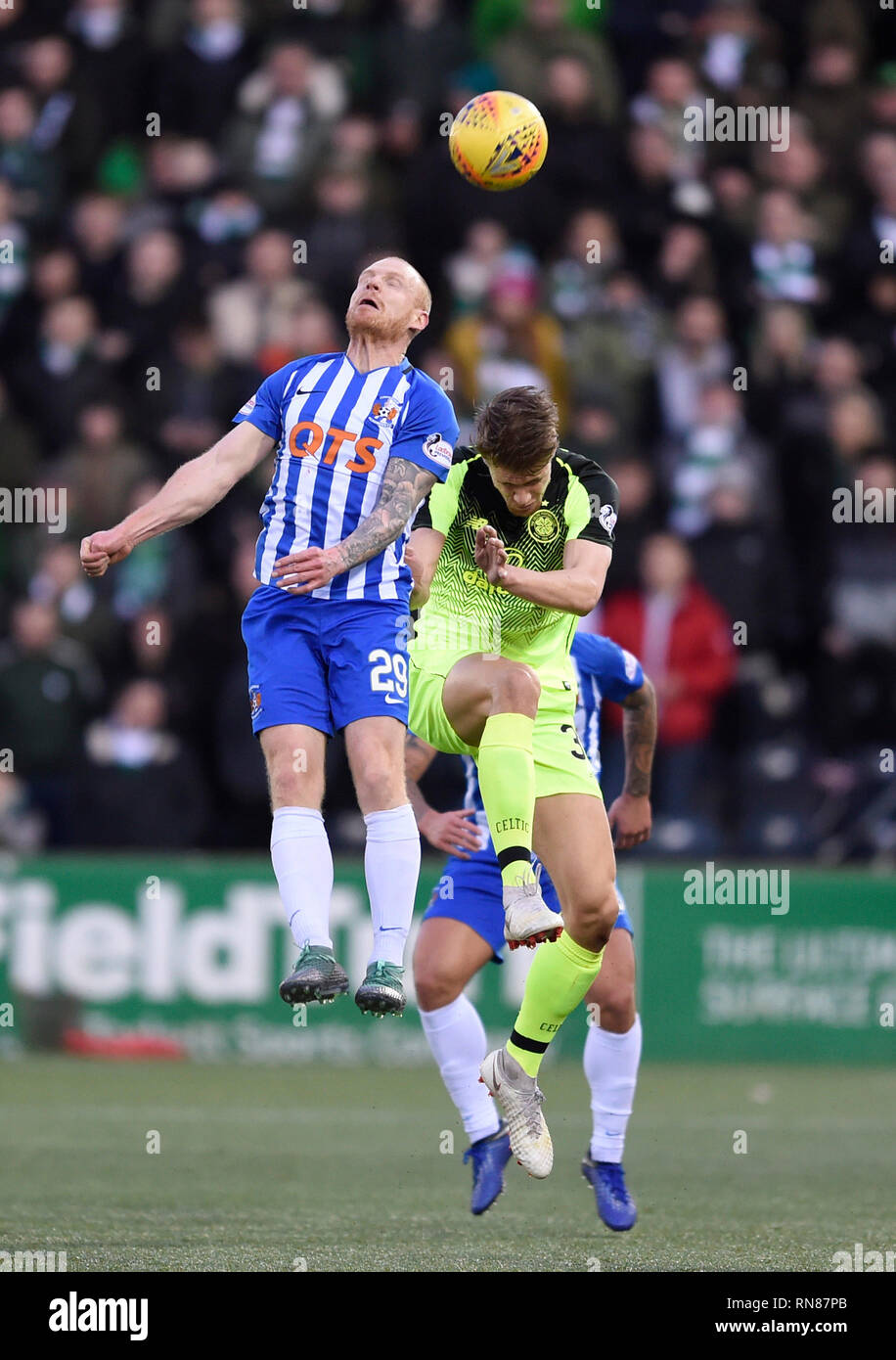 Kilmarnock S Chris Burke And Celtic S Kristoffer Ajer During The Ladbrokes Scottish Premiership Match At Rugby Park Kilmarnock Stock Photo Alamy