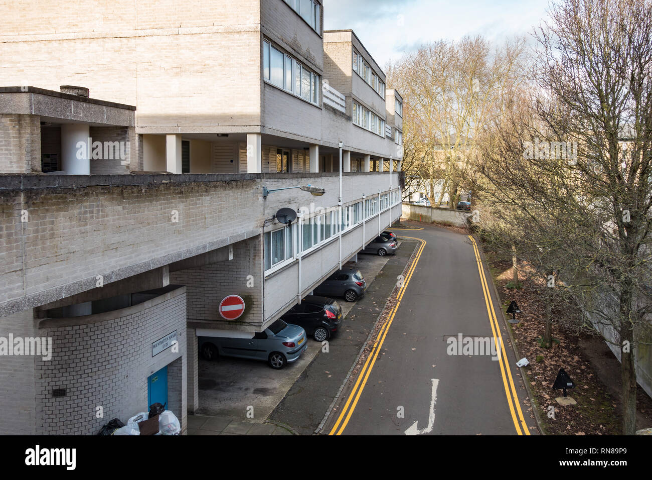 A one way road system goes around the Ward Royal Housing development in