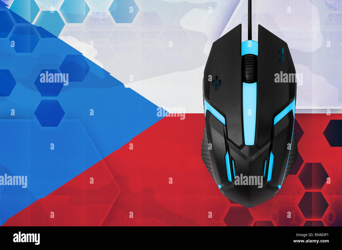 Czech flag and modern backlit computer mouse. Concept of country ...