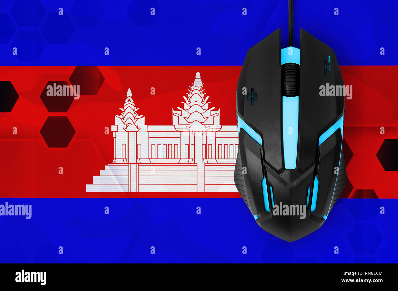 Cambodia flag and modern backlit computer mouse. Concept of country ...