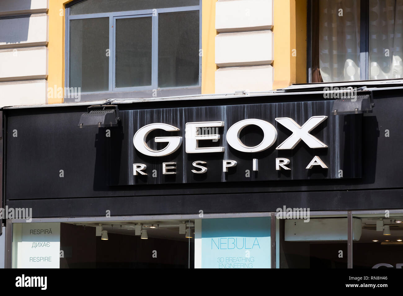 MILAN, ITALY - 2 JUNE, 2018: Logo of the Geox store on the street of Milan  in Italy Stock Photo - Alamy