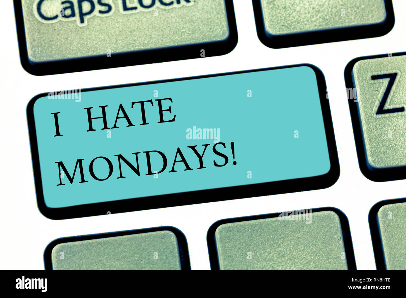 Text sign showing I Hate Mondays. Conceptual photo Not liking the first day  of week Back to routine and job Stock Photo - Alamy, image size:1300x956