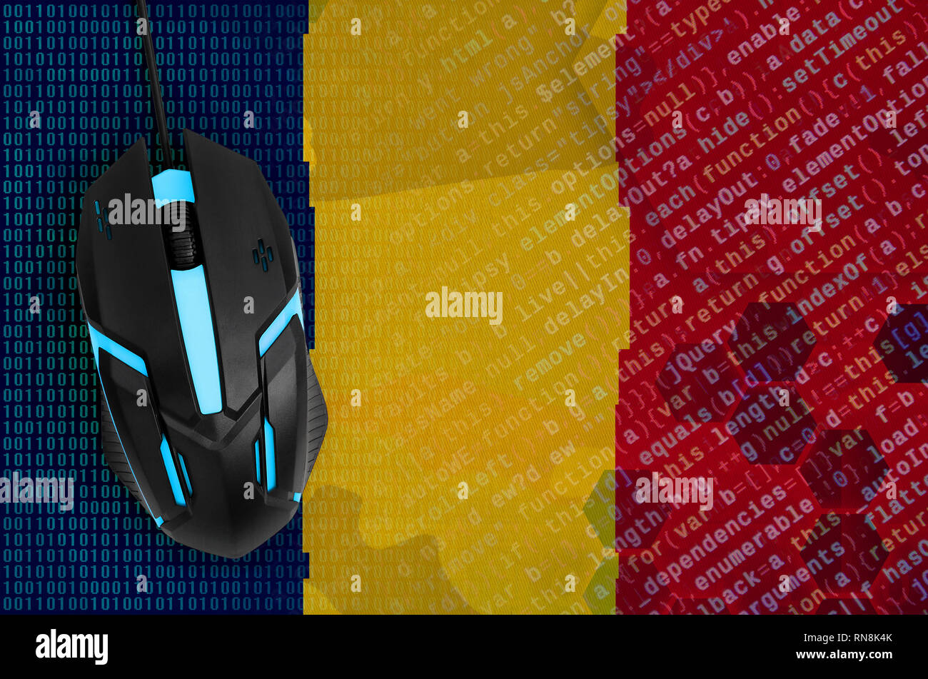 Chad flag and modern backlit computer mouse. The concept of digital ...