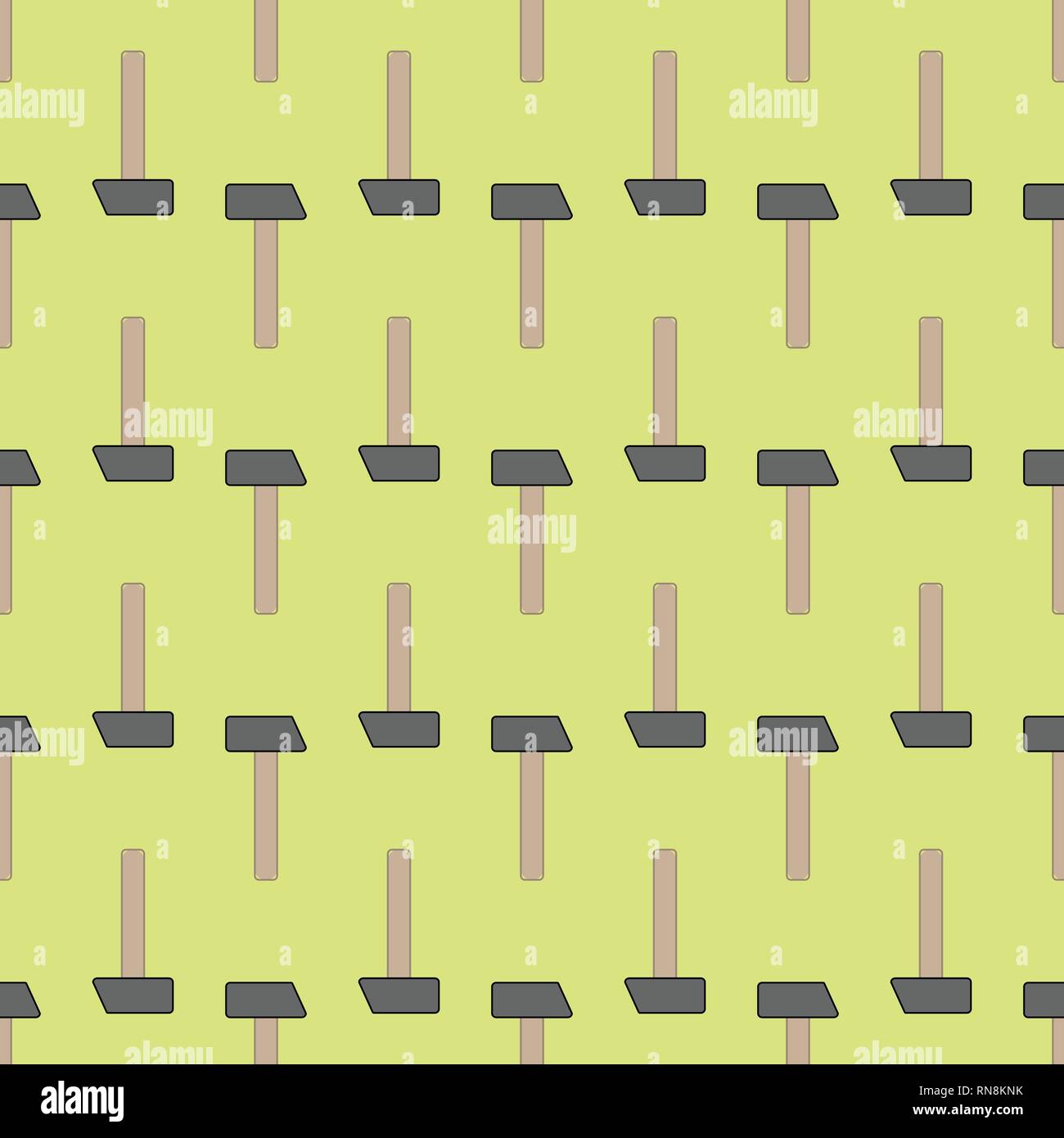 Hammer seamless pattern at neon green background Stock Vector