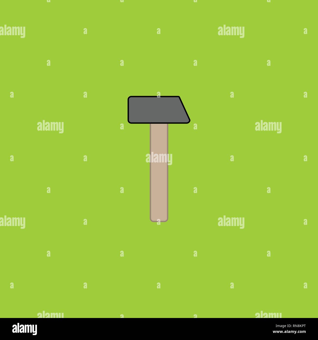 Hammer at the neon green background Stock Vector