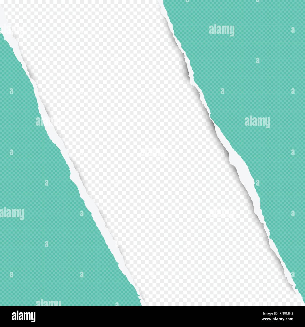 Torn squared turquoise paper in corners are on background with space ...