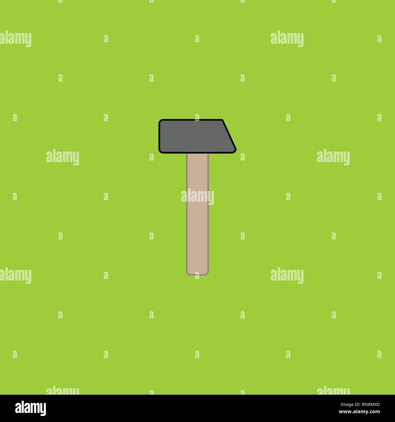 Hammer at the neon green background Stock Vector
