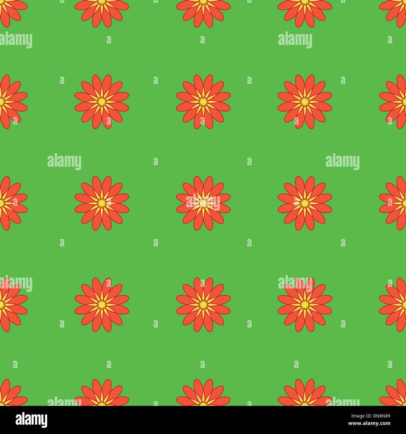 Floral seamless pattern on the green background Stock Vector Image ...