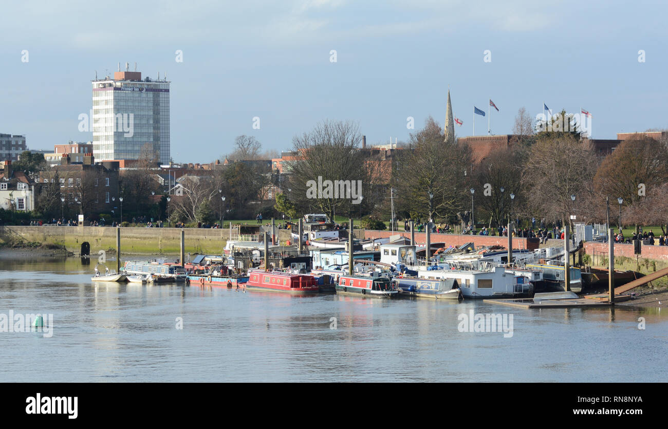 Riverside property on Lower Mall, Hammersmith, West London, W6, UK