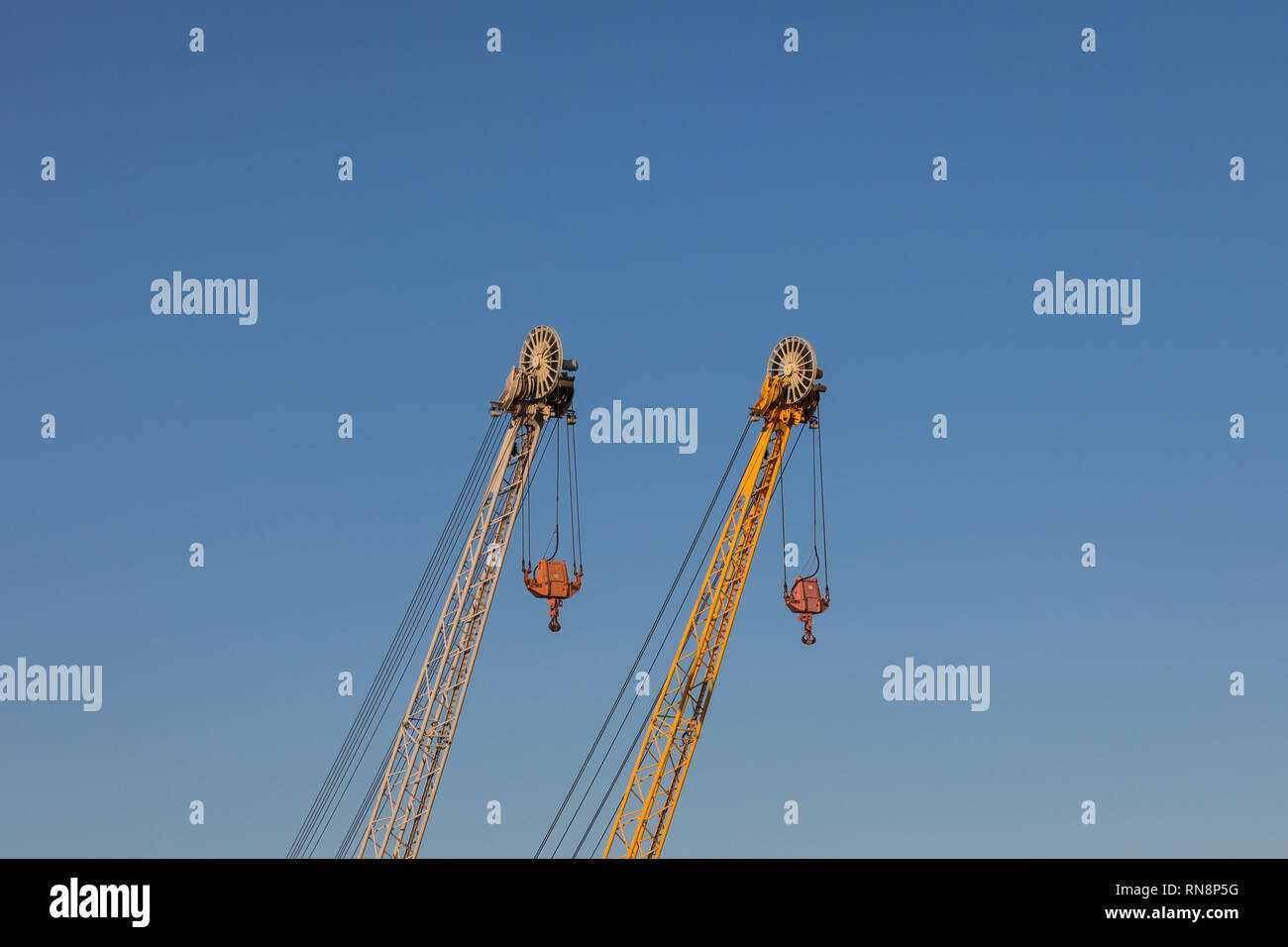 Dockyard cargo cranes detail Stock Photo