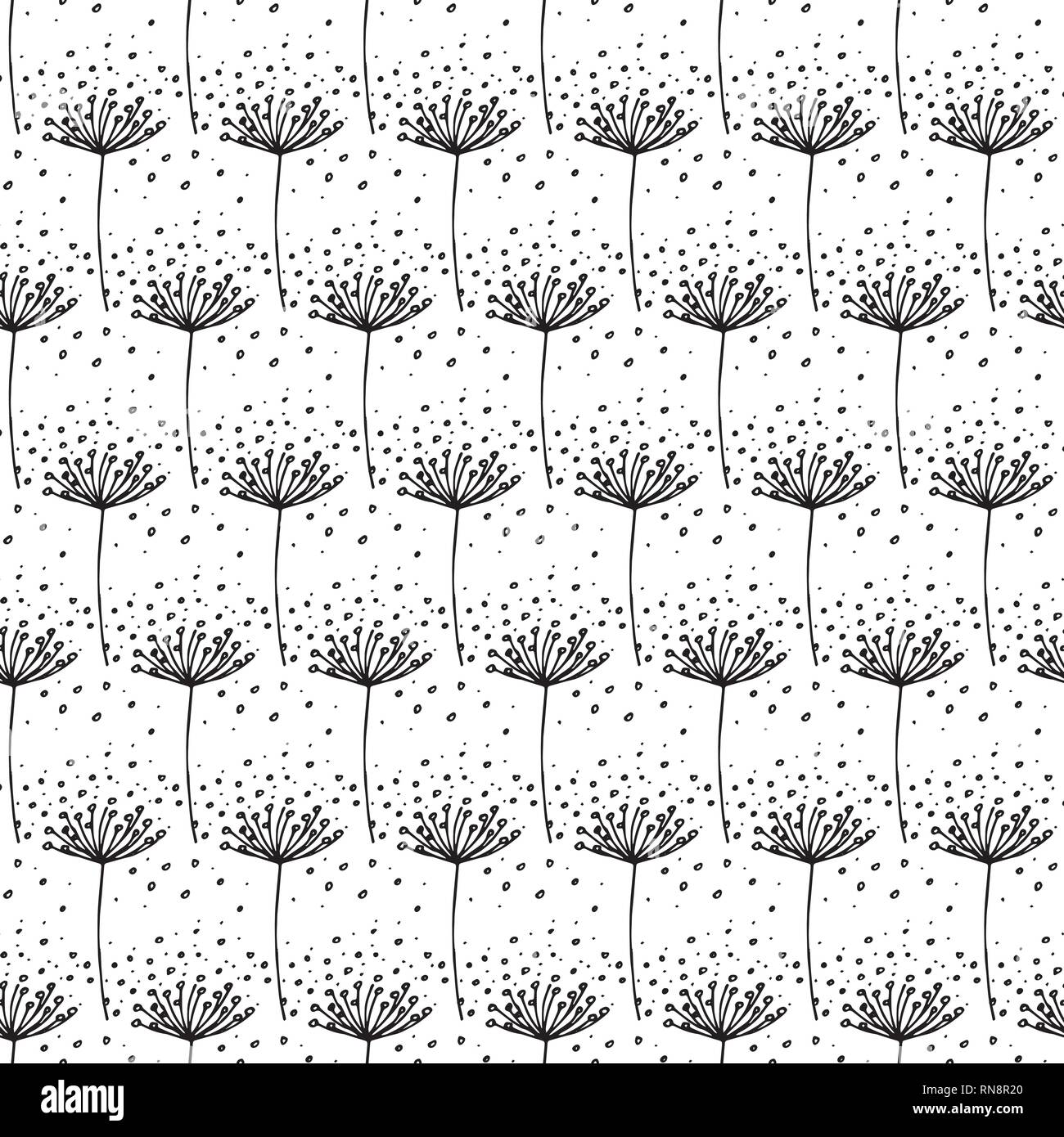 Vector Hand drawn black dandelion seamless pattern Stock Vector Image ...