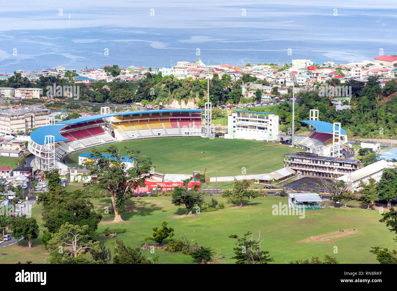 Windsor Park Cricket Ground, Bath Road, Roseau, Dominica, Lesser Antilles, Caribbean Stock Photo