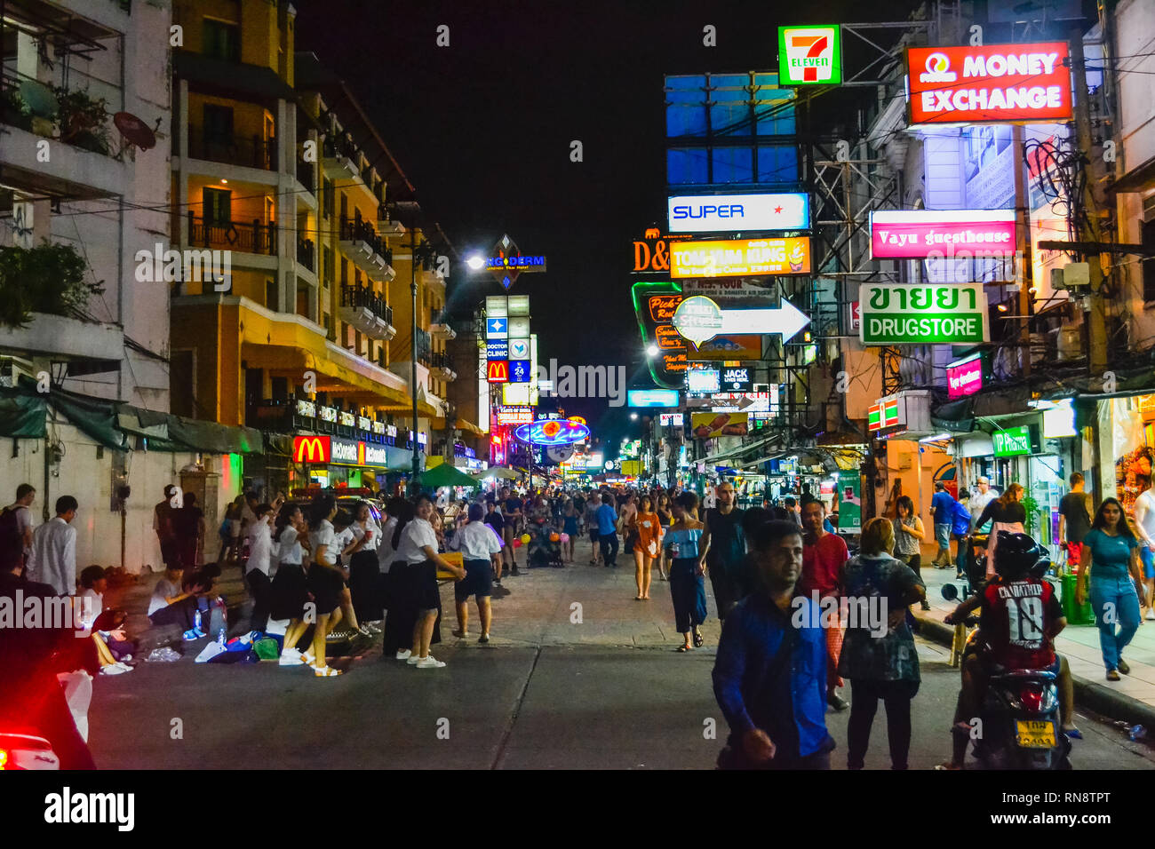 Bangkok Thailand Tourists And Backpackers Visited At Khao San Road Night Market Khao San Road