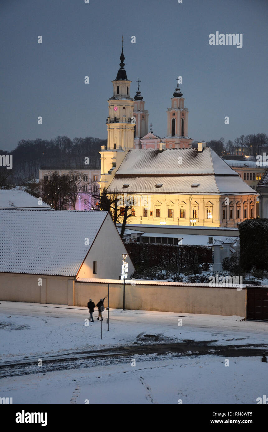 Kaunas Town Hall viewed from Kaunas Castle, Kaunas, Lithuania, December 2018 Stock Photo