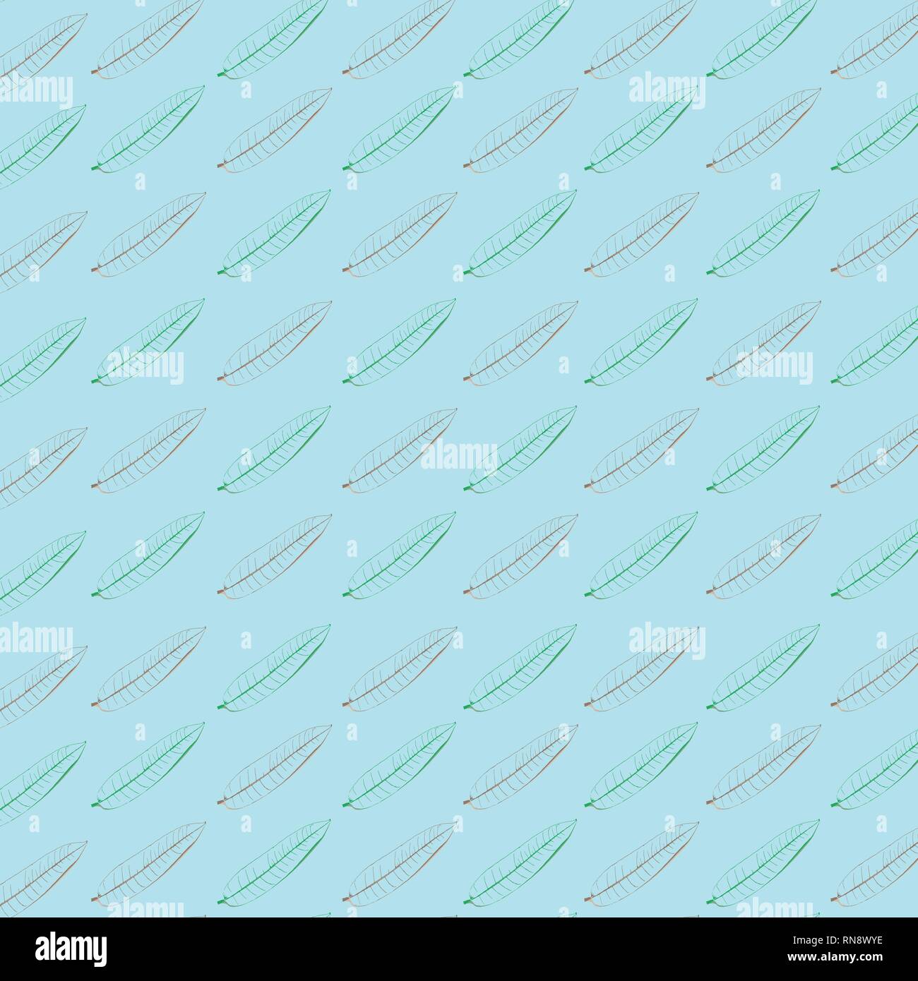 Seamless pattern green and brown mango leaves arranged together Stock Vector