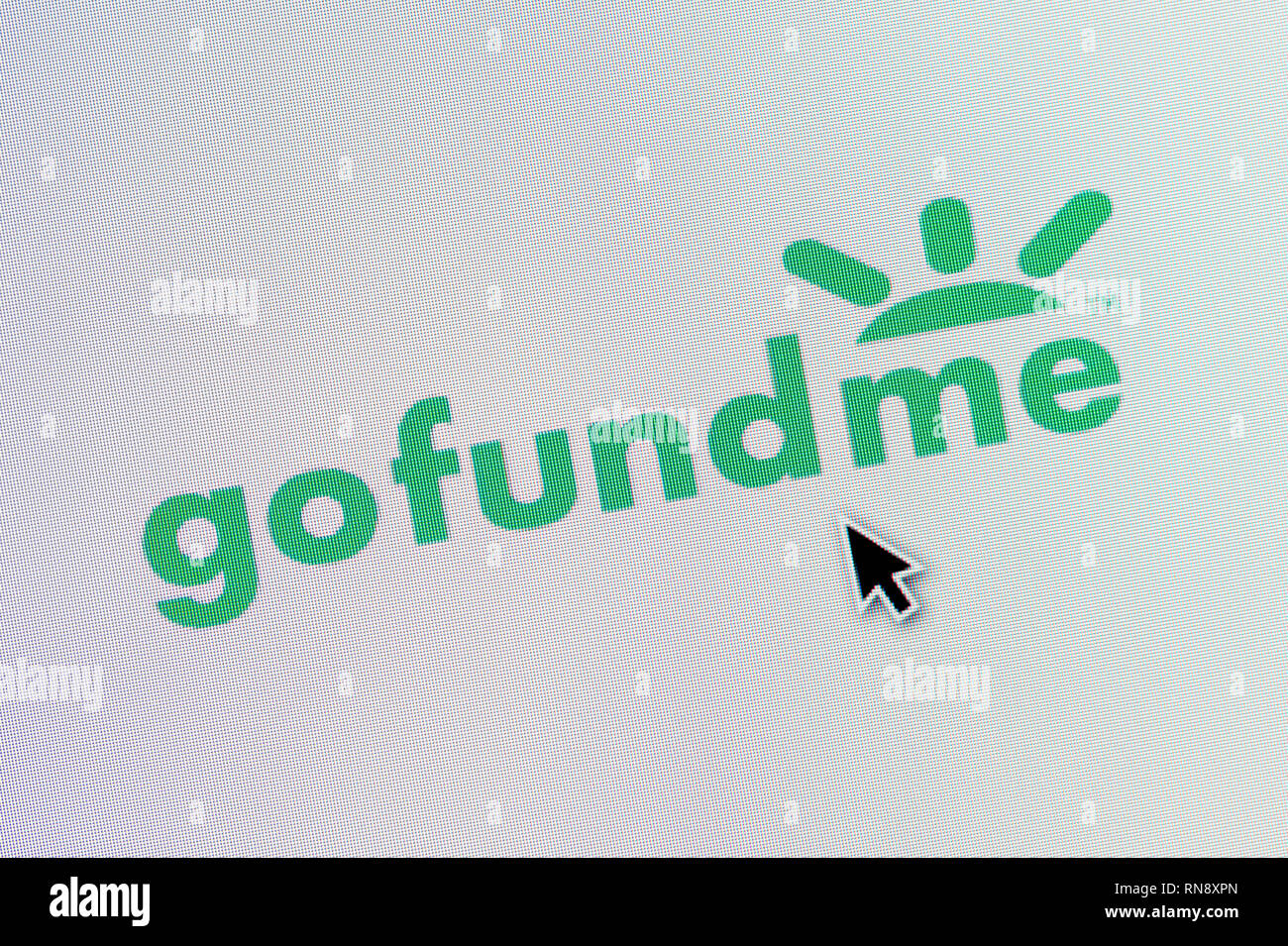 The Logo Of Go Fund Me Is Seen On A Computer Screen Along With A Mouse Cursor Editorial Use Only Stock Photo Alamy