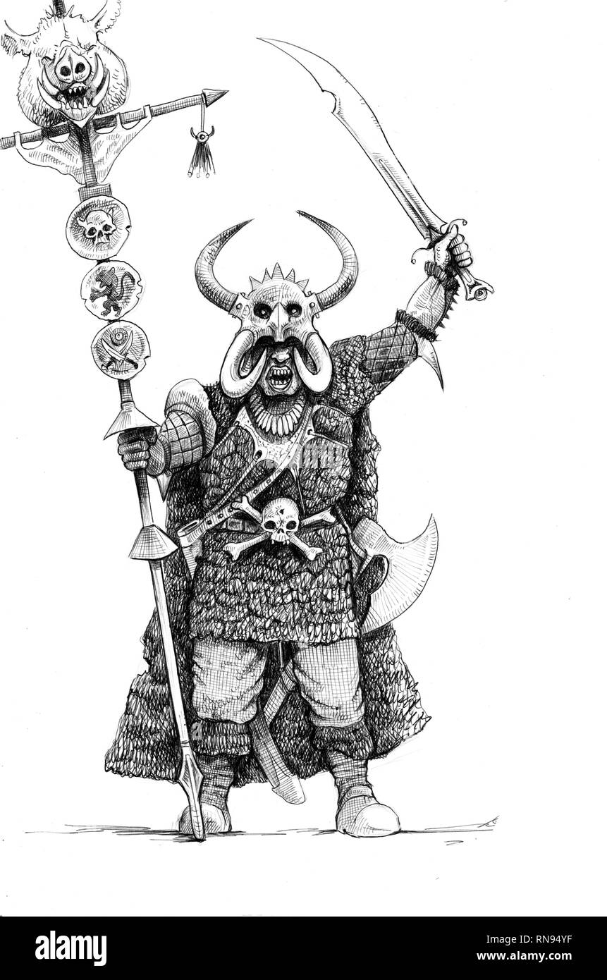 Warrior of chaos. Fantasy illustration. Hordes of Chaos Stock Photo Alamy