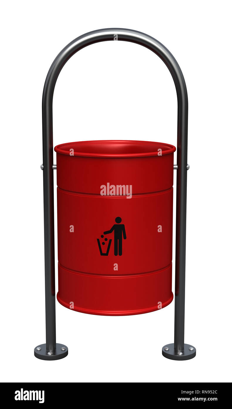 3d render of red dustbin isolated over white background Stock Photo Alamy