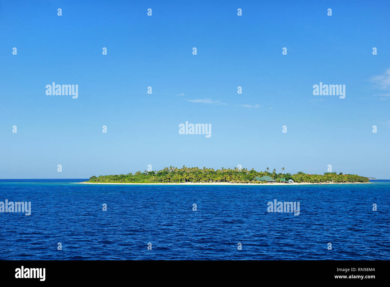 Small South Sea Island in Mamanuca Island group, Fiji. This group consists of about 20 islands. Stock Photo
