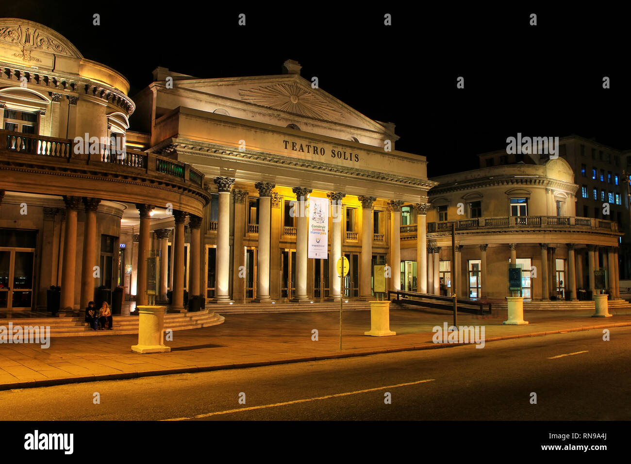 Solis Theater at night in Montevideo old town, Uruguay. It was opened in 1856. Stock Photo