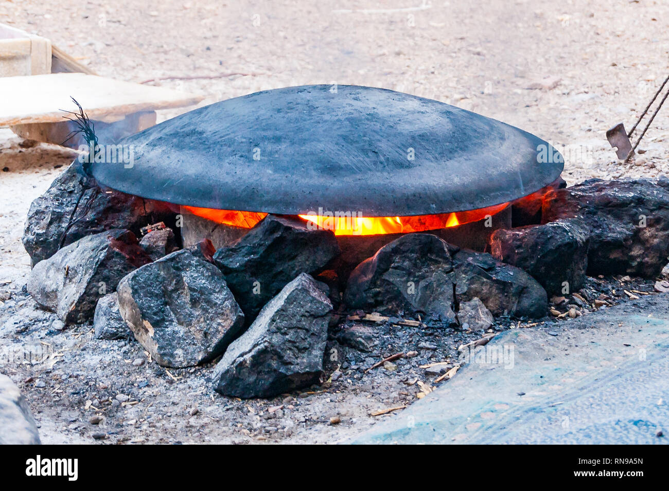 Traditional bedouin round semi sphere metal plate for making