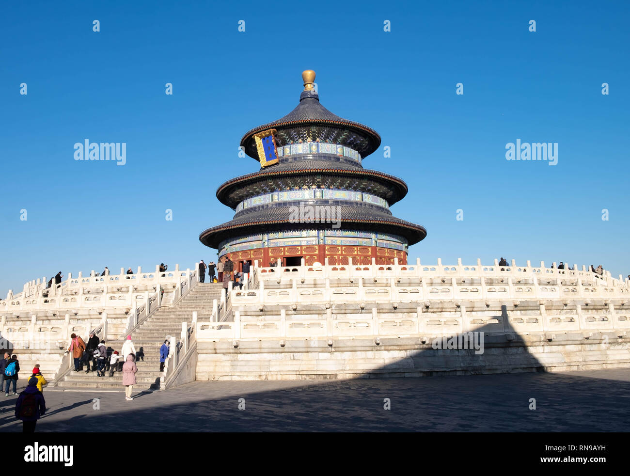BEIJING/CHINA-JANUARY 16 2019: Temple of Heaven Park scenery at Beijing ...