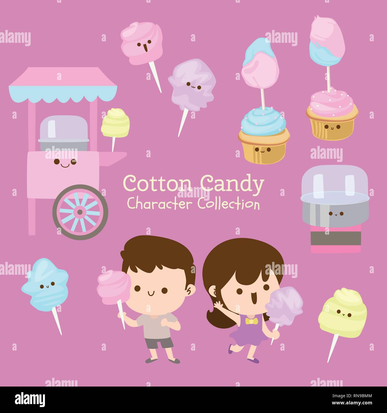 cute character set of cotton candy Stock Vector Image & Art Alamy