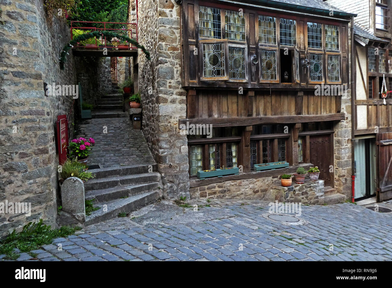 Dinan, halftimbered houses in the old town, Bretagne, Brittany, Cotes