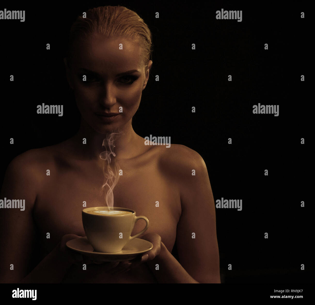 Nude Woman with a Cup of Coffee Stock Photo - Image of adult, emotional:  51527492