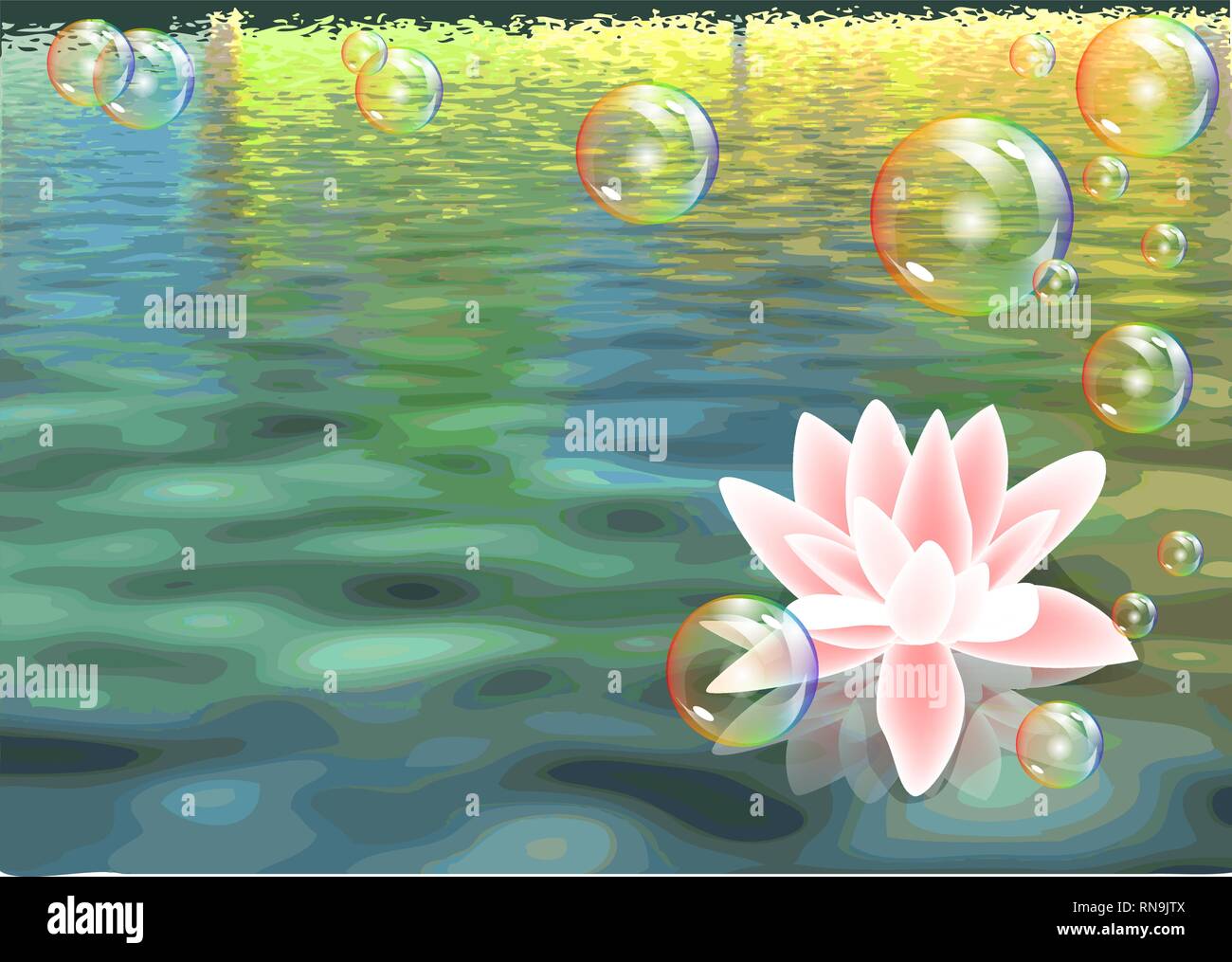 lotus and bubbles. abstract nature vector background Stock Vector