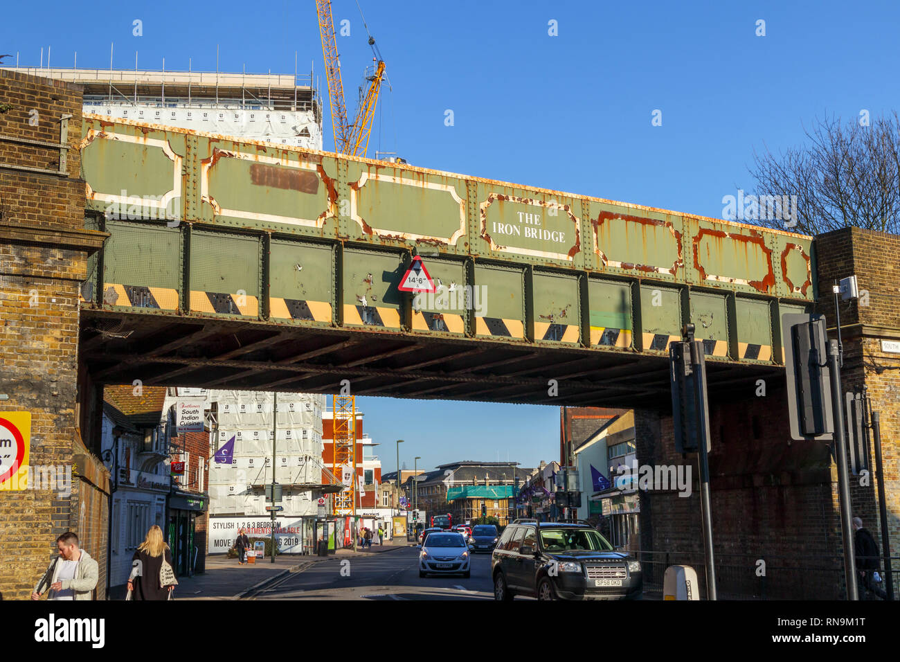 The Iron Bridge, a typical vintage metal girder railway bridge in High