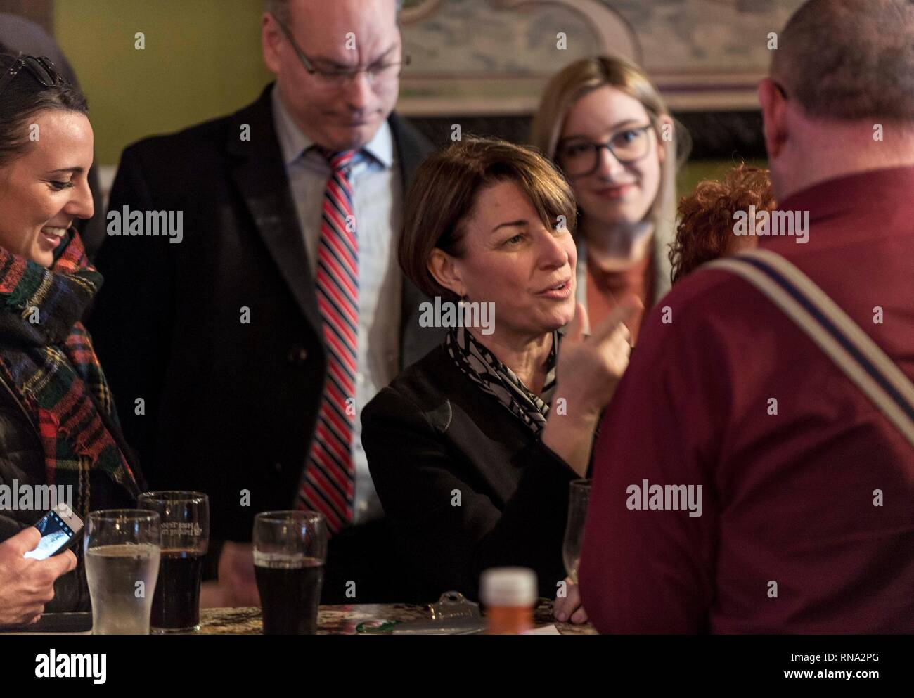 Knoxville, Iowa, USA. 17th Feb, 2019. U.S. Senator AMY KLOBUCHAR (D
