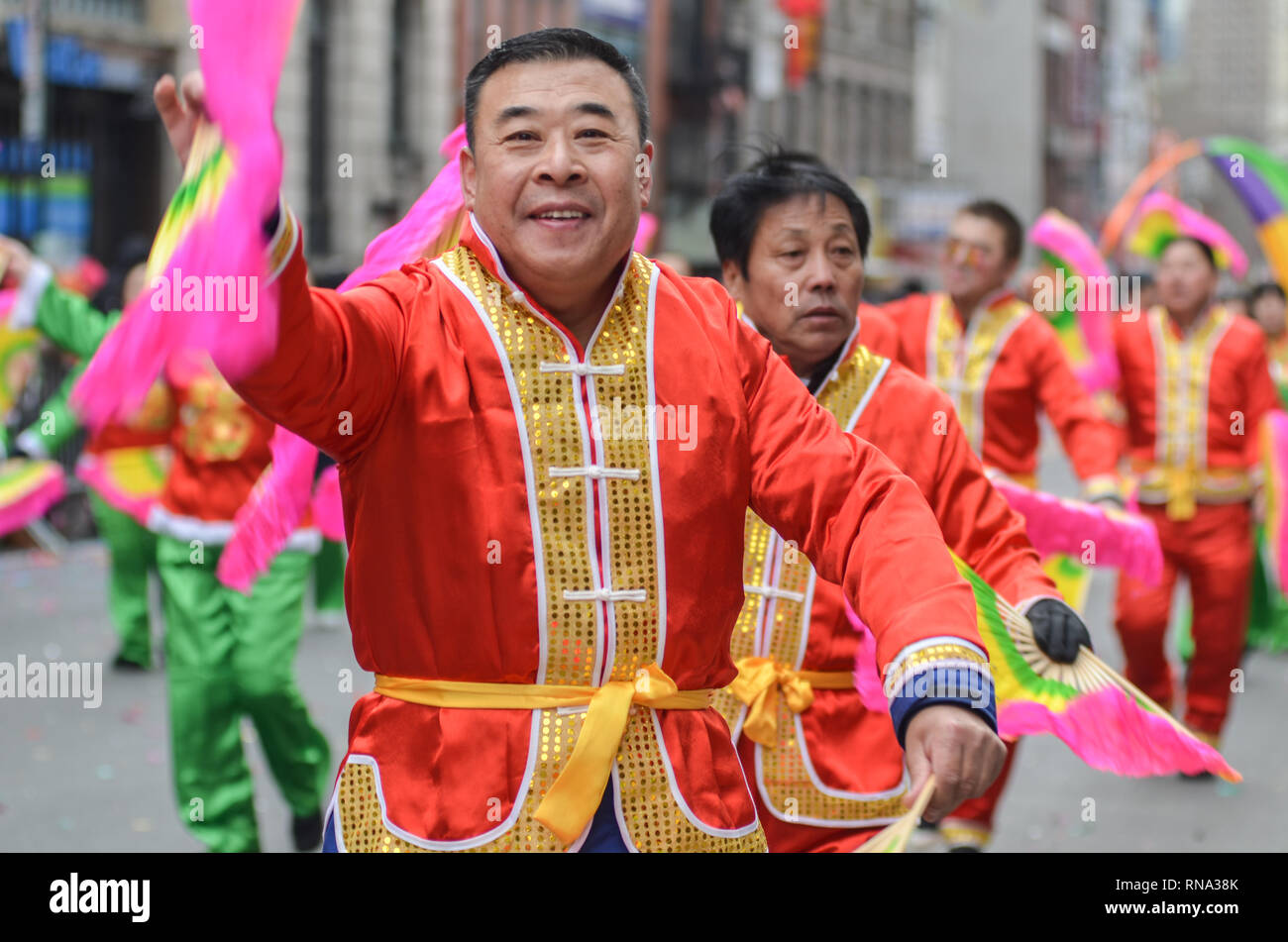 Participants seen dressing up with traditional chinese costumes during the Chinese New Year Parade in Chinatown. Chinese communities around the world celebrated the Chinese New Year 2019 the year of t...