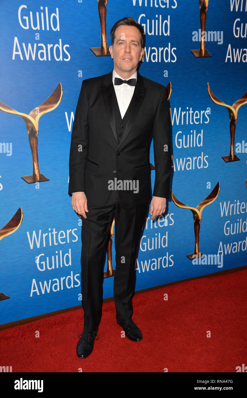 Los Angeles, USA. 17th Feb, 2019. LOS ANGELES, CA. February 17, 2019: Ed Helms at the 2019 Writers Guild Awards at the Beverly Hilton Hotel. Credit: Paul Smith/Alamy Live News Stock Photo
