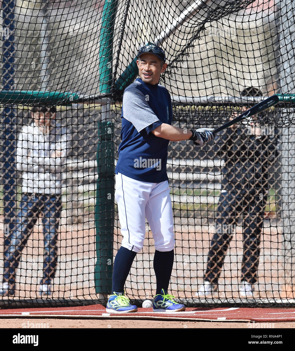 Ichiro Rookie Spring Training Ichiro Suzuki of the Seattle Mariners takes batting practice during a ...