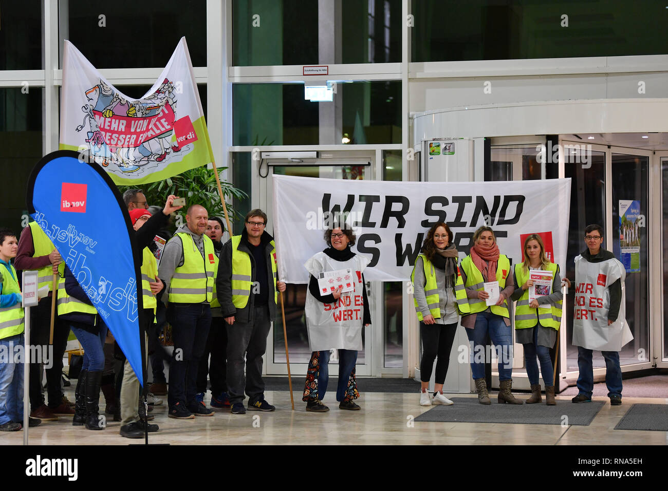 Jena Germany 18th Feb 2019 Trade Union Members Stand With