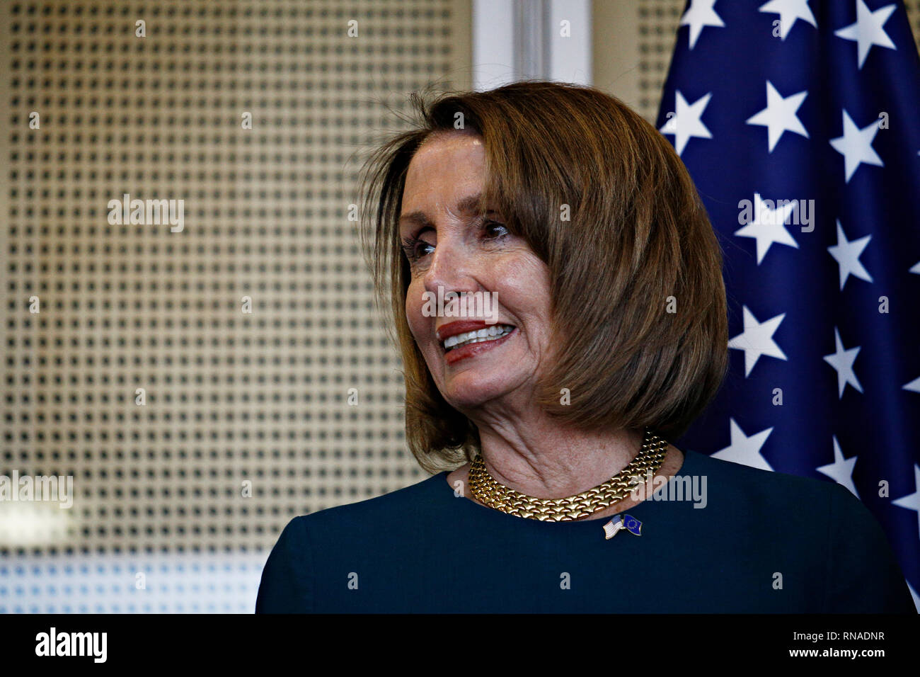 Brussels, Belgium. 18th Feb, 2019. President of the European Commission Jean-Claude Juncker meets with a Speaker of the United States House of Representatives Nancy Pelosi. Credit: ALEXANDROS MICHAILIDIS/Alamy Live News Stock Photo