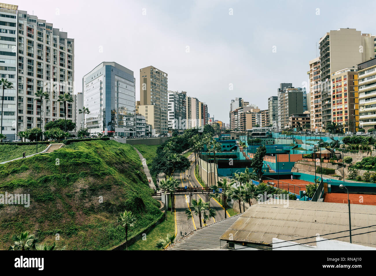 Cityscape in Miraflores district in Lima, Peru. Stock Photo