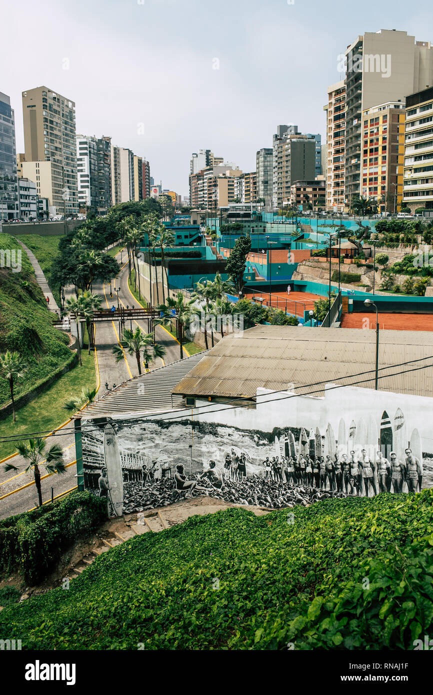 Cityscape in Miraflores district in Lima, Peru. Stock Photo