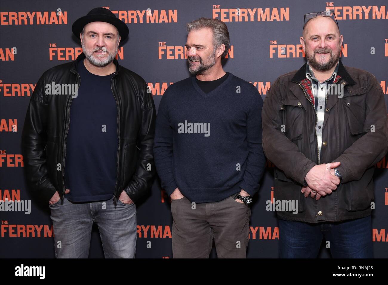 Photo call with the new cast of Jez Butterworth's The Ferryman, held at Sardi's theatre district eatery.  Featuring: Glenn Spears, Graham Winton, Charles Dale Where: New York, New York, United States When: 18 Jan 2019 Credit: Joseph Marzullo/WENN.com Stock Photo