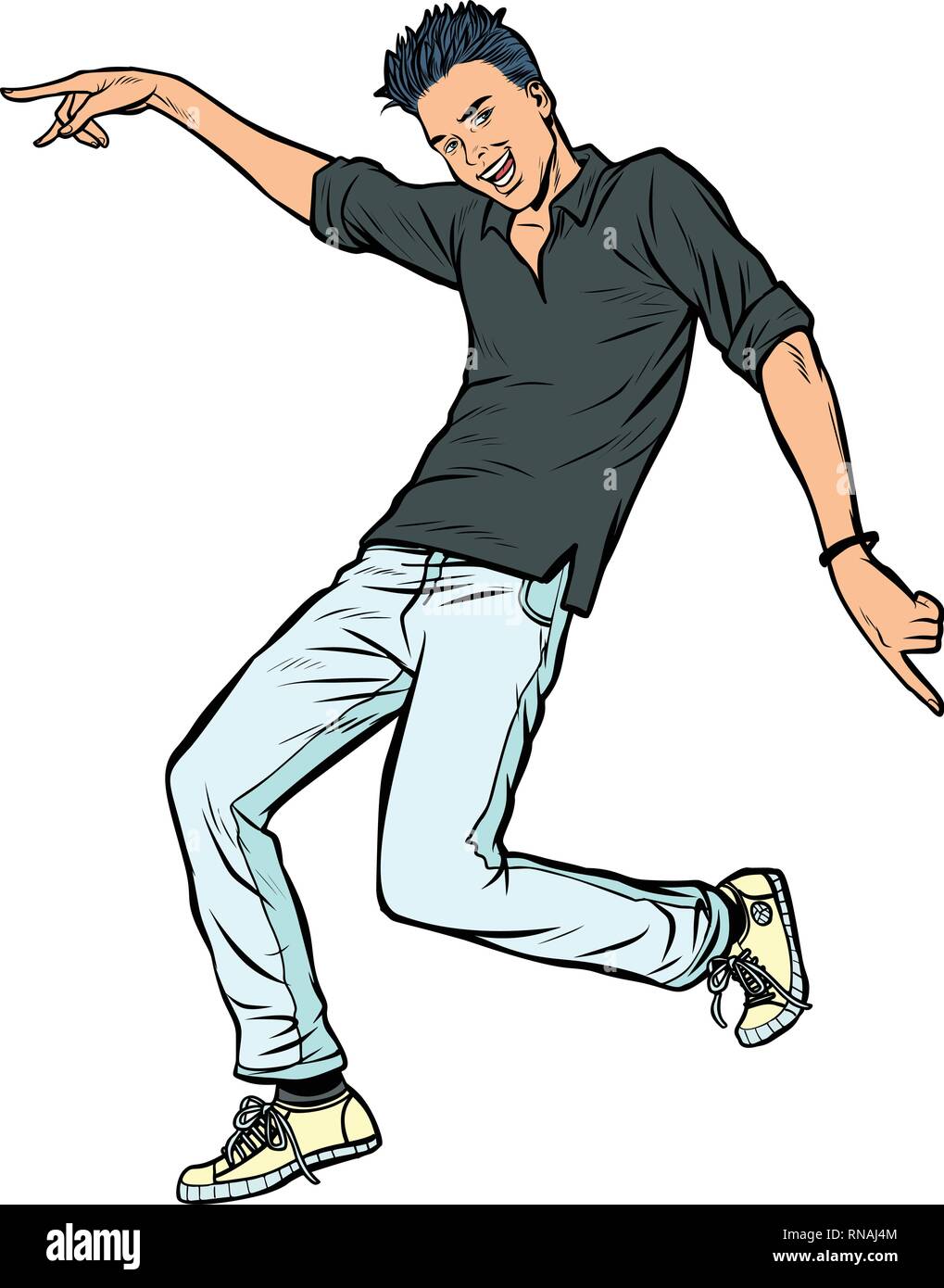 modern young man dancing. Pop art retro vector illustration vintage ...