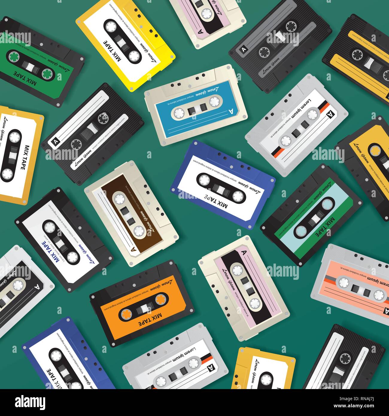 Vintage Retro Cassette Tape Pattern Design Template Vector Illustration