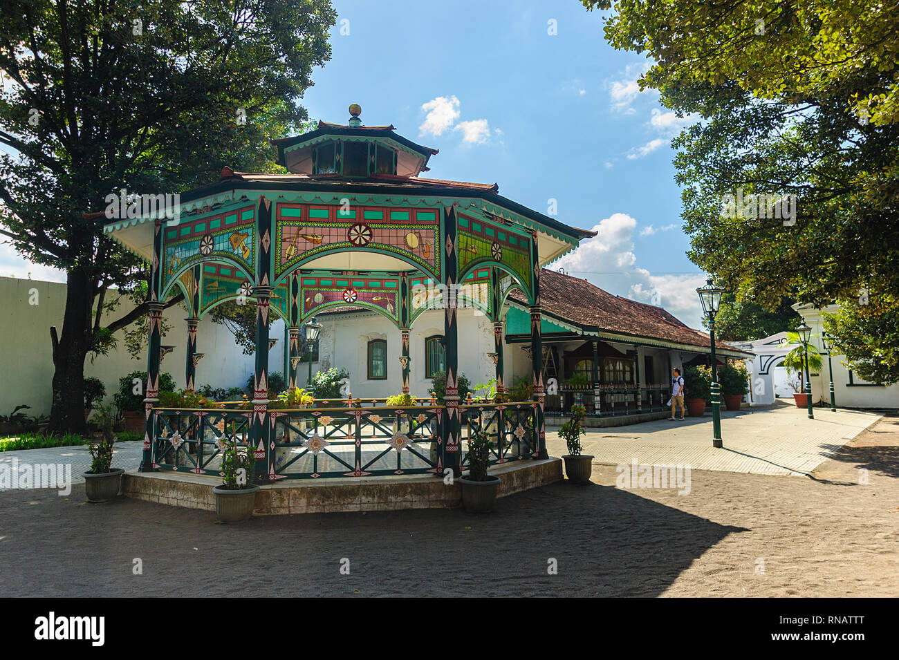 Yogyakarta Indonesia - Aug 1, 2016 : Courtyard of  Kraton or Sultan Palace called Keraton Ngayogyakarta Hadiningrat in Yogyakarta Indonesia. Stock Photo