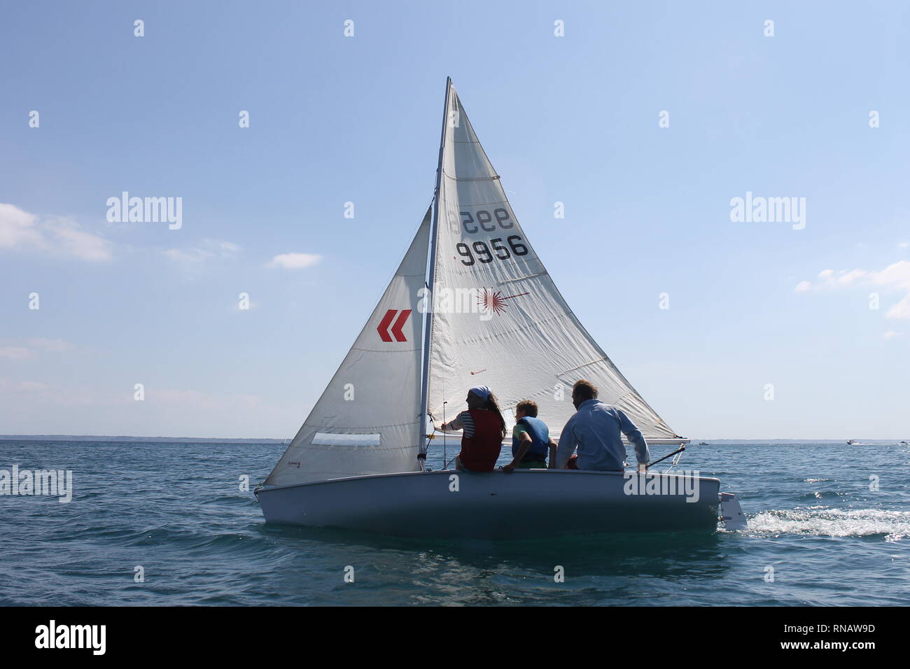 Laser dinghy sailing off the coast in Brittany France 6 Stock Photo Alamy