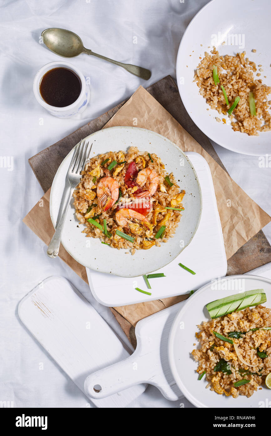 shrimp fried rice recipe Stock Photo Alamy