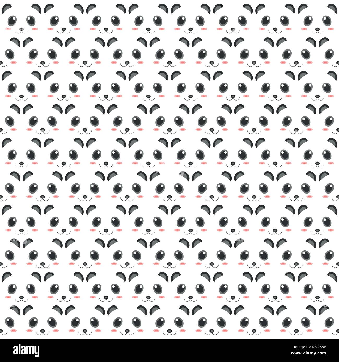 Panda pattern of heads decoration design. 2d style of animation artwork. You can use for background, cover, artwork, print. vector eps10 Stock Vector