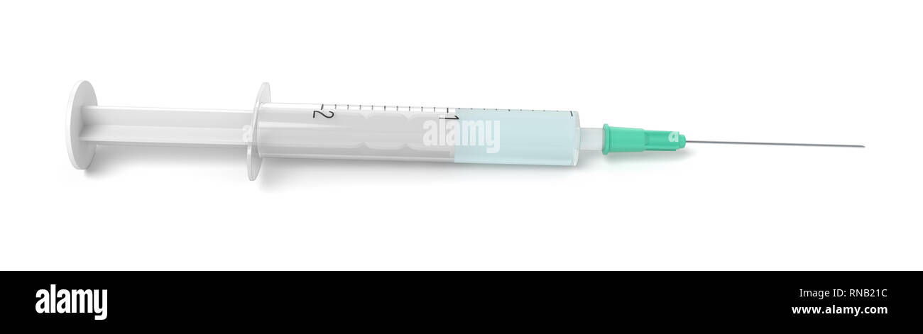 3d rendering of safety medical syringe with needle isolated on white background Stock Photo