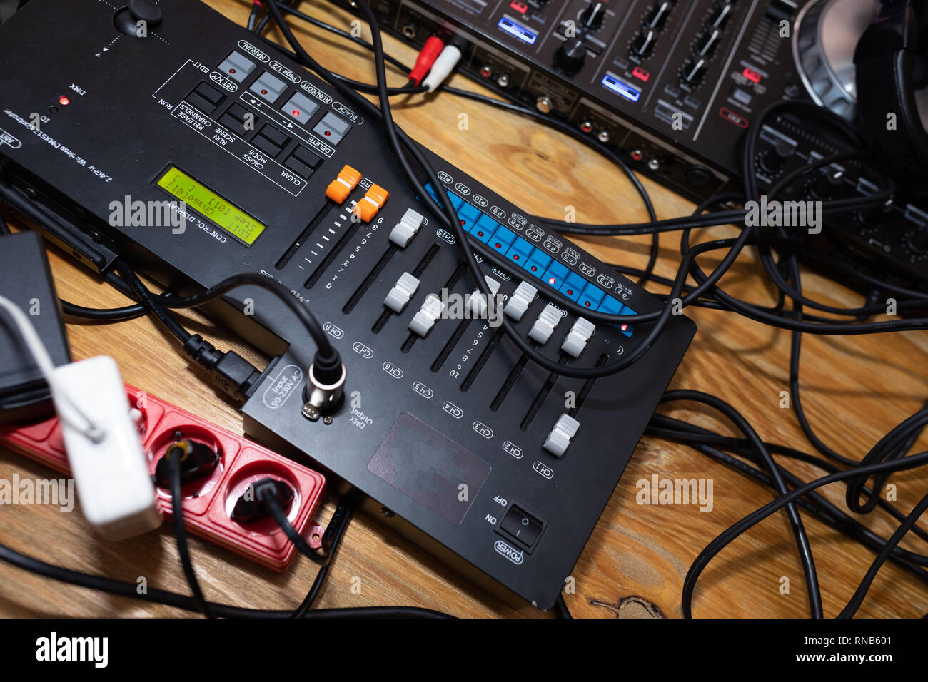 close-up equipment at the disco in the club Stock Photo
