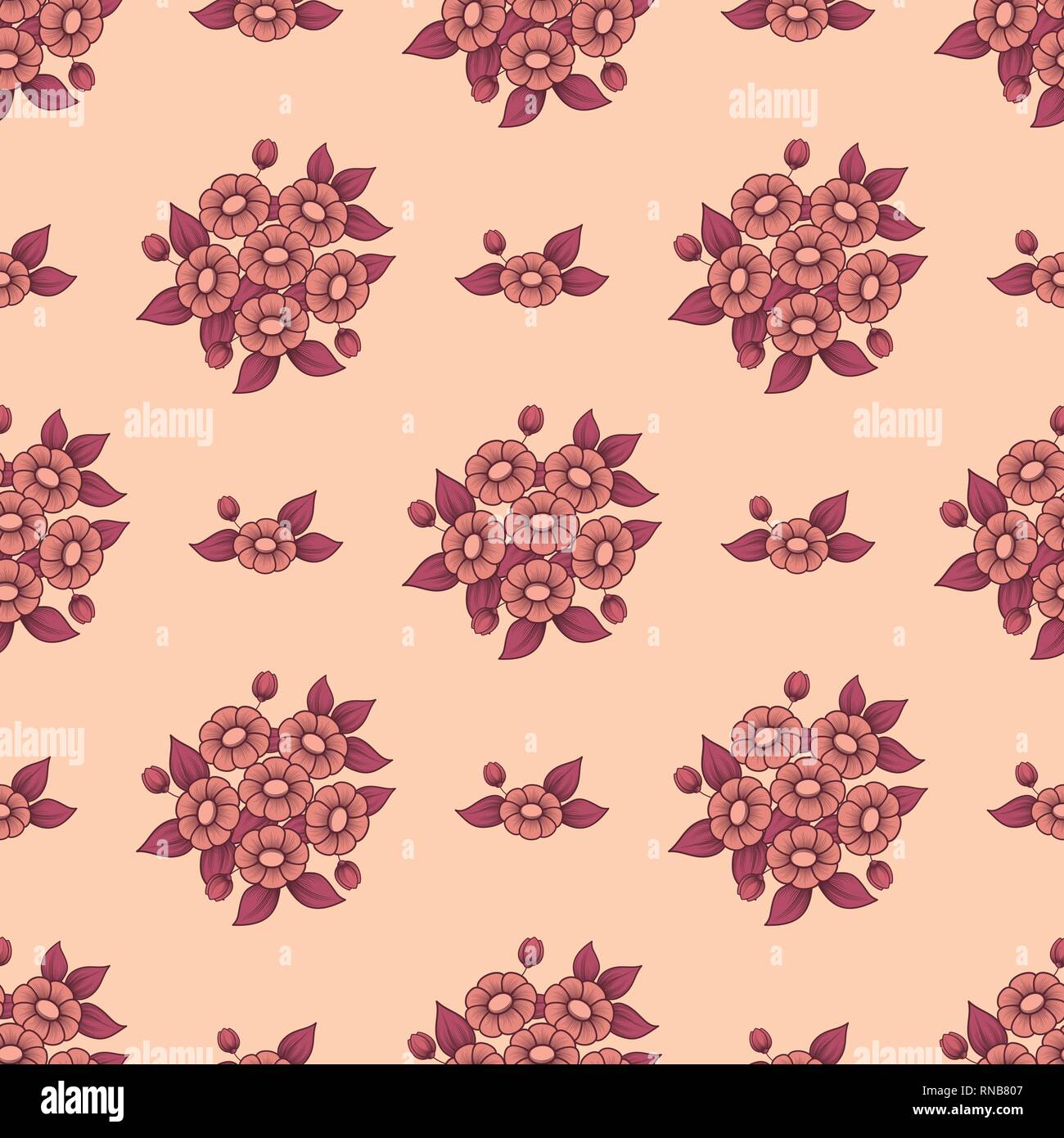 Seamless coral color background with daisy flowers pattern Stock Vector ...